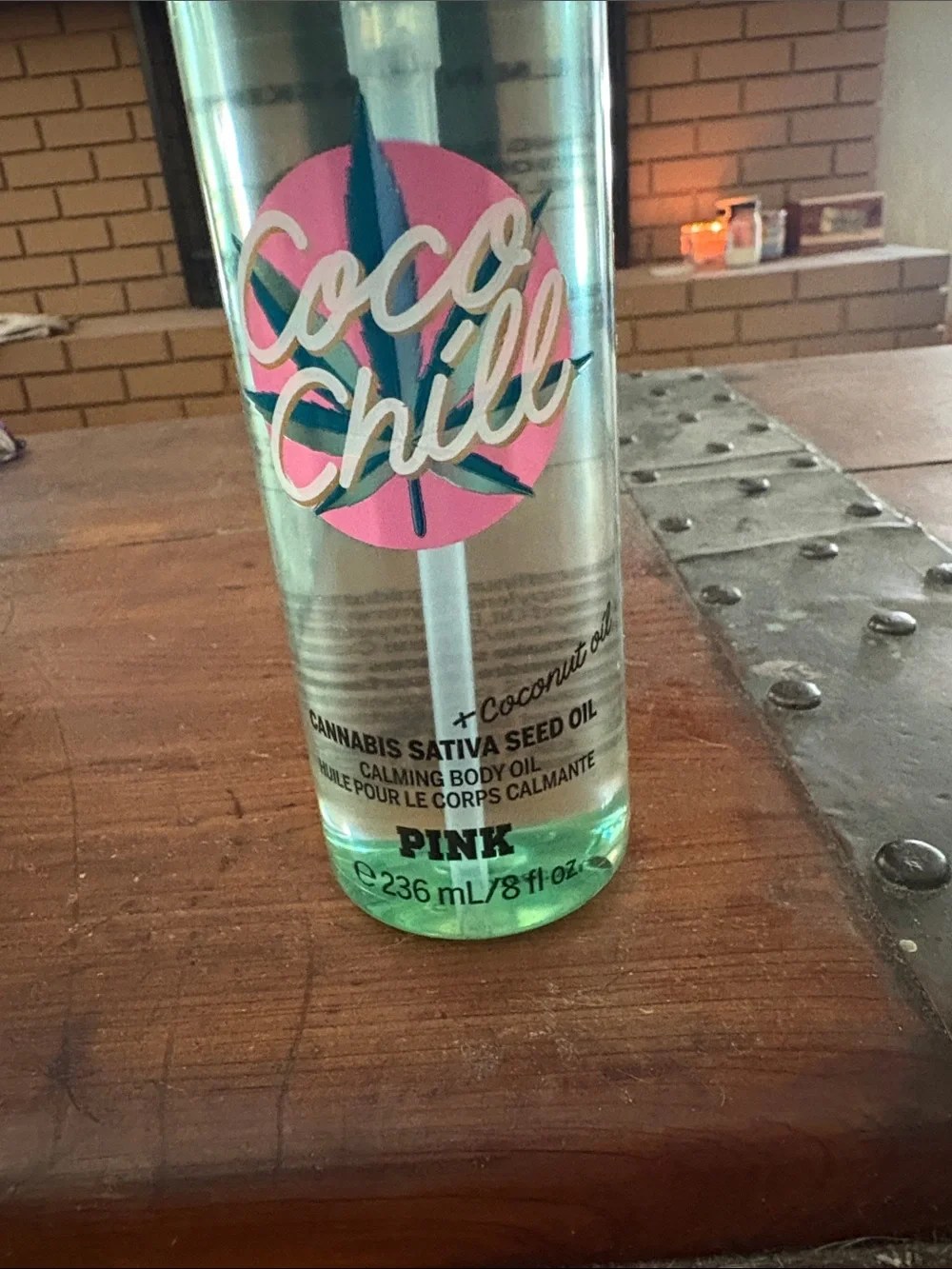 PINK Victoria's Secret Coco Chill Body Oil - Pink & Green